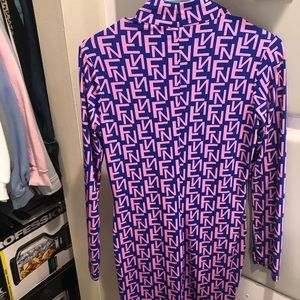 Fashionova dress, purple and blue pattern design.